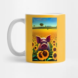 Pig and sunflowers Mug